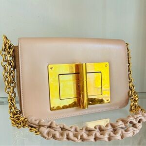 ✨ Tom Ford Stunning Gold and Nude Chain Shoulder Bag